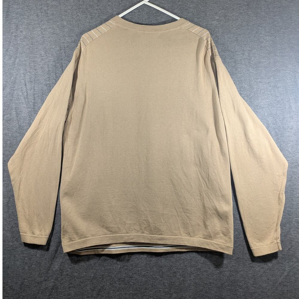 Oscar De La Renta‎ Men's Pullover Beige Striped 100% Cotton Sweater Size XL - Picture 3 of 8